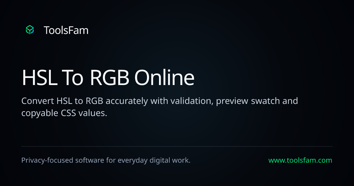 HSL To RGB Online | ToolsFam