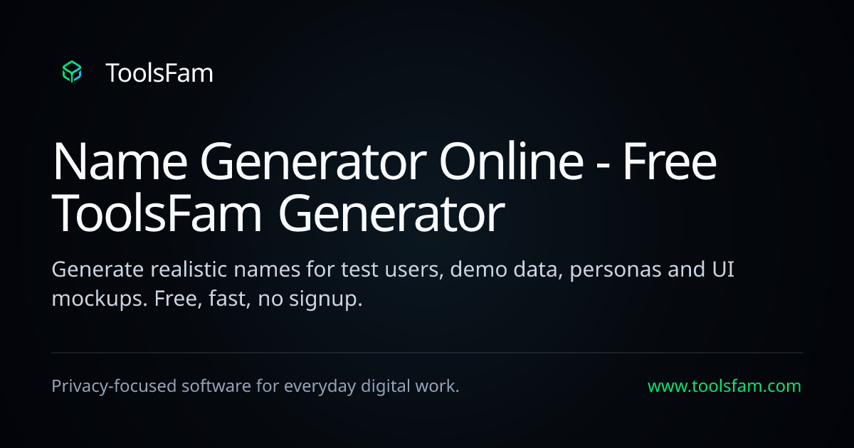 Name Generator Online - Free ToolsFam Generator | ToolsFam