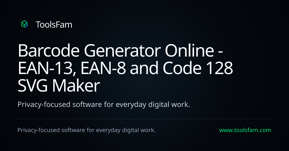 Barcode Generator Online - EAN-13, EAN-8 and Code 128 SVG Maker | ToolsFam