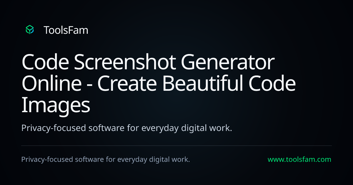 Code Screenshot Generator Online - Create Beautiful Code Images | ToolsFam