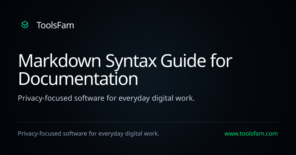 Markdown Syntax Guide for Documentation | ToolsFam